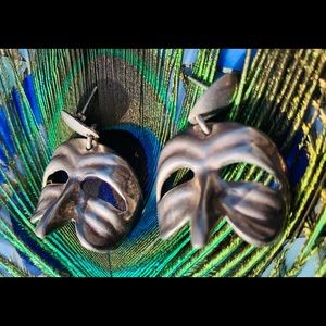 VINTAGE venetian long nose mask SOLID SILVER